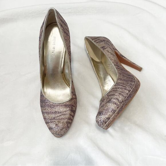 Nine West Rocha gold glitter animal print pumps size 7 - Picture 1 of 10
